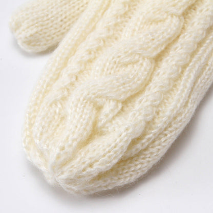 Solid Color Twist Knit Winter Padded Gloves
