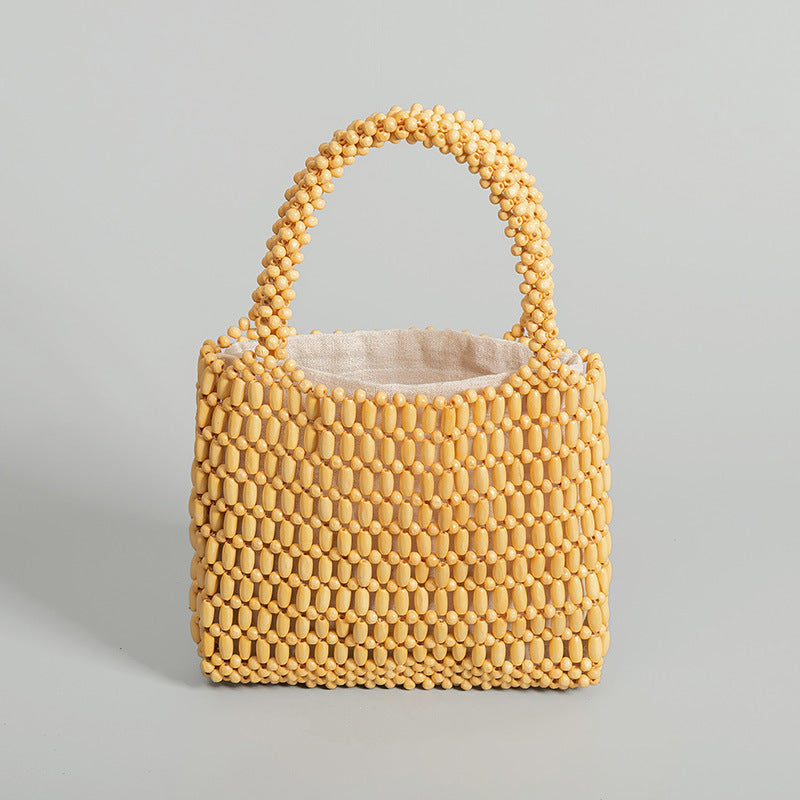 Handmade Wooden Bead Woven Handbags