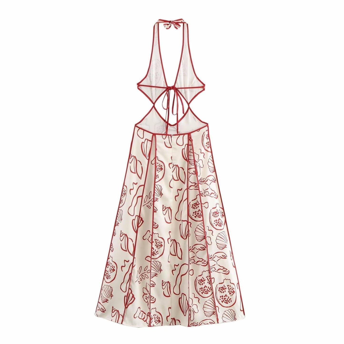 Sexy Halter Floral Cutout Sleeveless Maxi Dress