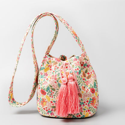 Vintage Print Bucket Shoulder Bags