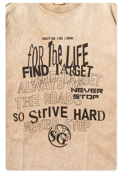 Retro Washed Letter Print Loose T-Shirt