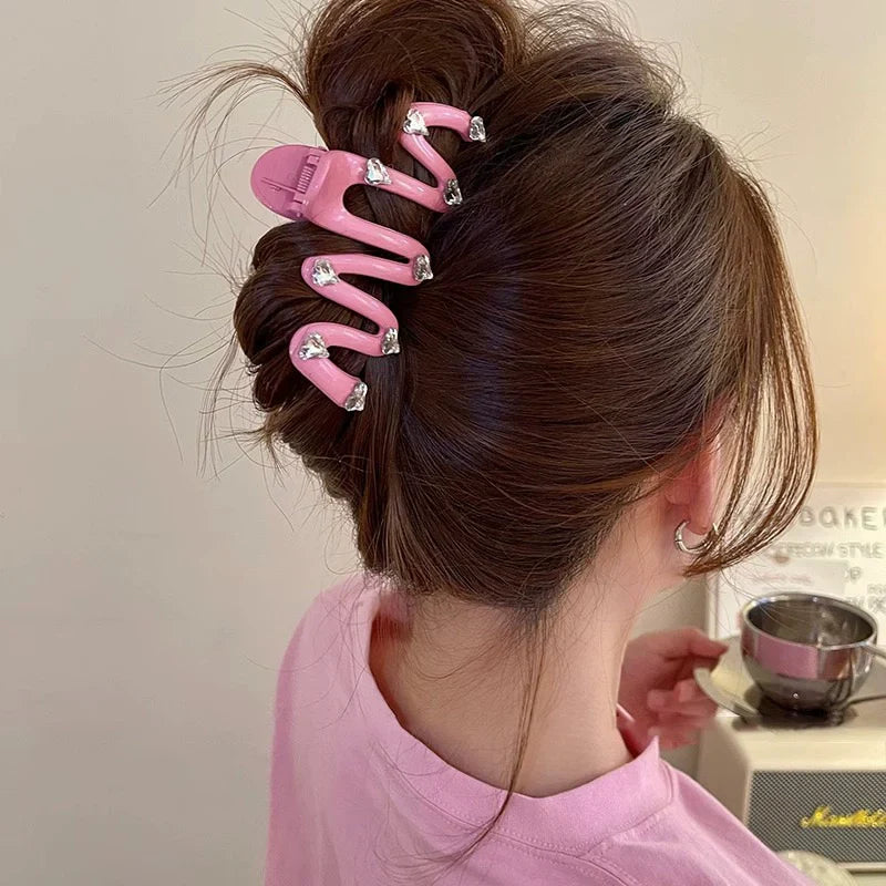 Love Rhinestone Candy Color Hair Claws