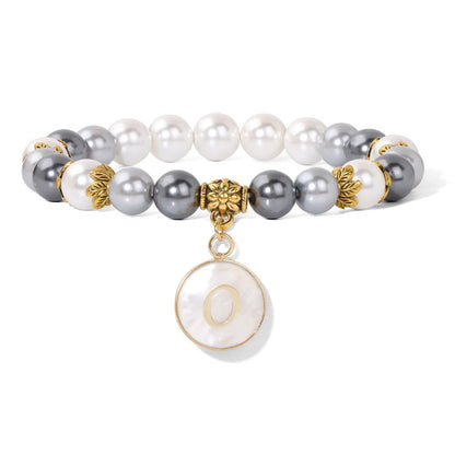 Letter Shell Pendant Pearl Beaded Bracelets