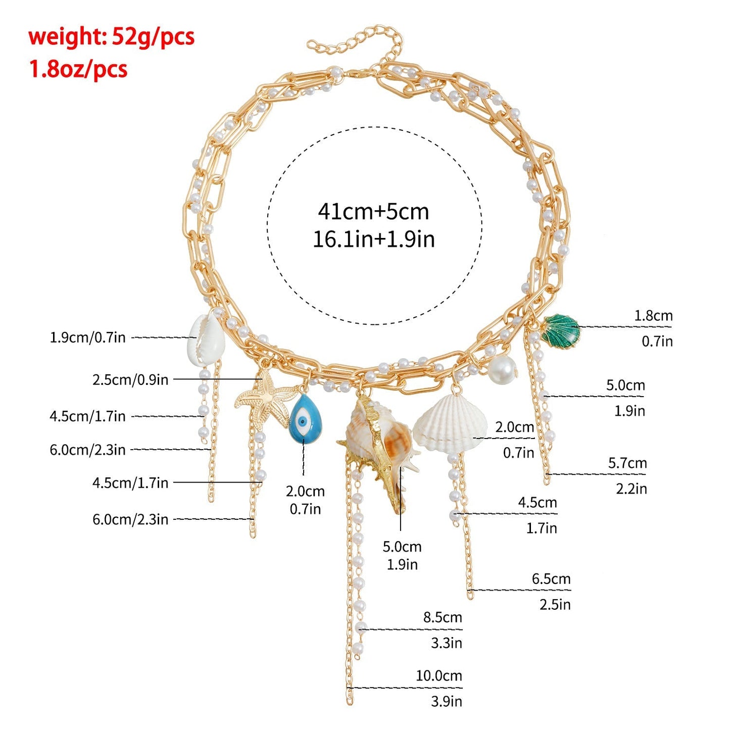 Trendy Starfish Shell Pearl Tassel Choker Necklace