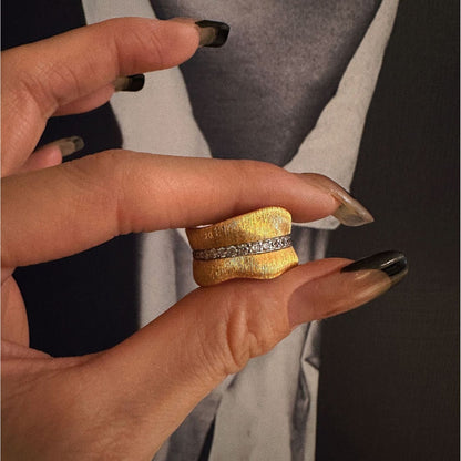 Vintage Irregular Wide Rhinestone Rings