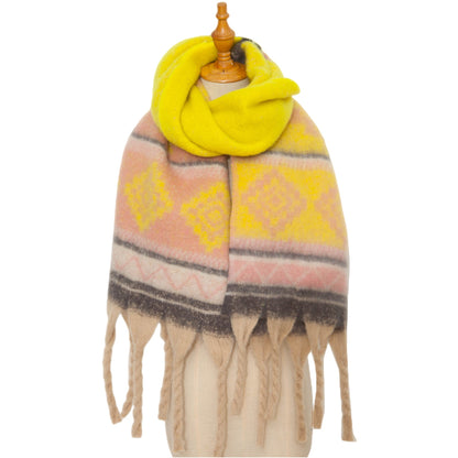 Contrast Color Tassel Mohair Scarves