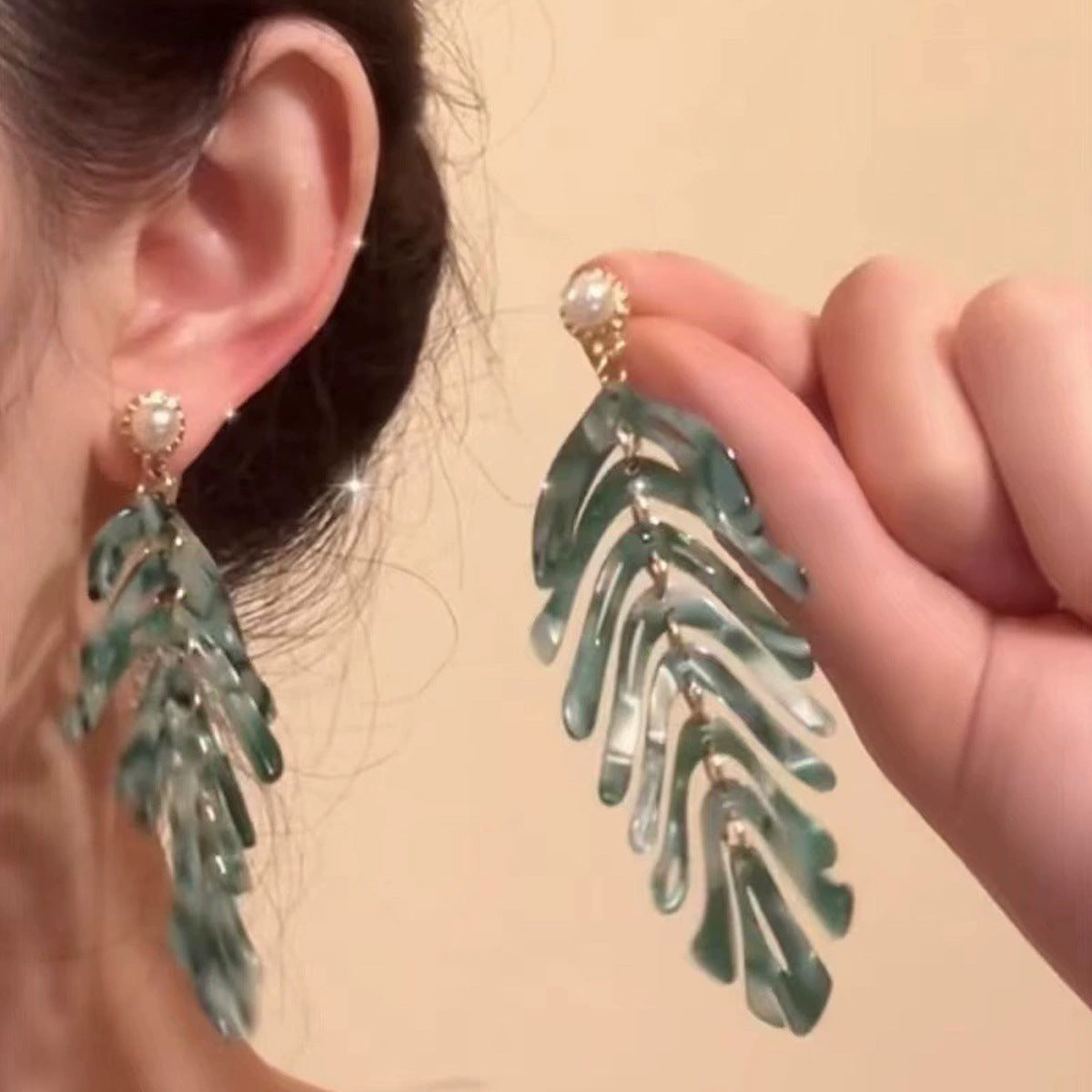 Bohemian Unique Leaf Tassel Stud Earrings