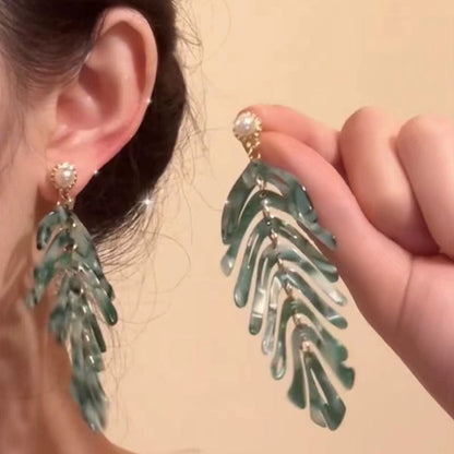 Bohemian Unique Leaf Tassel Stud Earrings