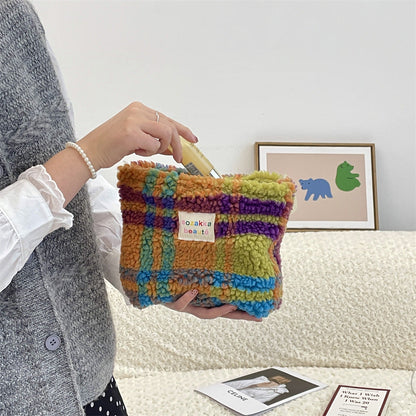 Polka Dot Plushed Large Capacity Make Up Bag