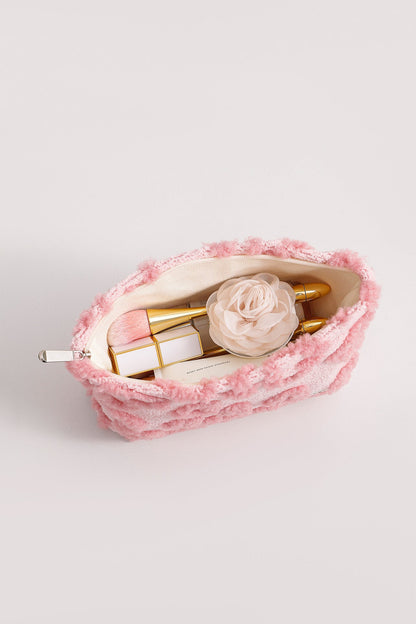 Pink Plushed Love Jacquard Make Up Bag
