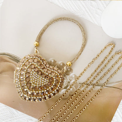Love Shaped Mini Rhinestone Chain Party Handbag
