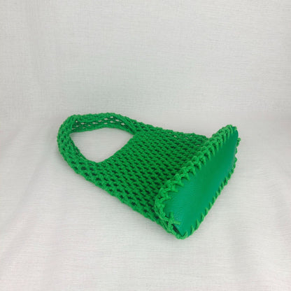 Solid Color Hollow Out Woven Handbag