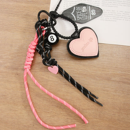 Leather Love Rope Braided Keychain Bag Charms