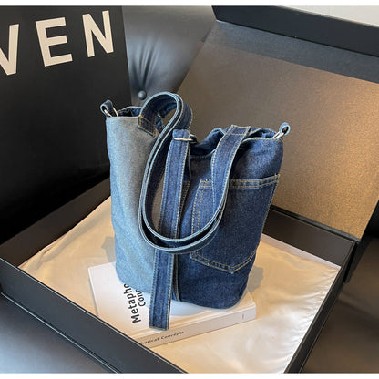 2+ Contrast Color Splice Demin Shoulder bags