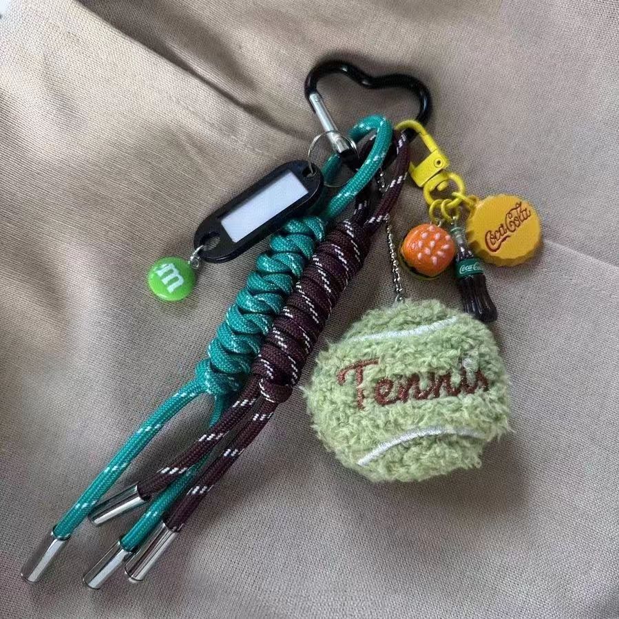 Cute Plush Tennis Braided Cord Bag Charm