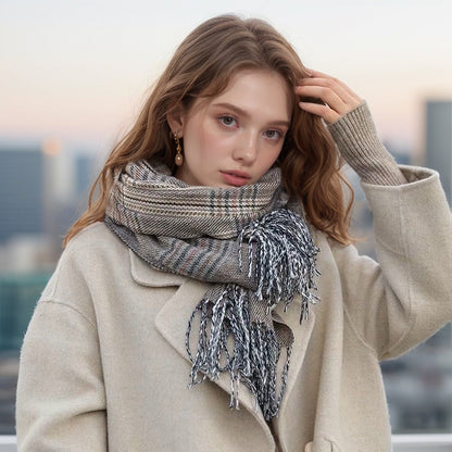 2+ Vintage Tassel Plaid Scarves