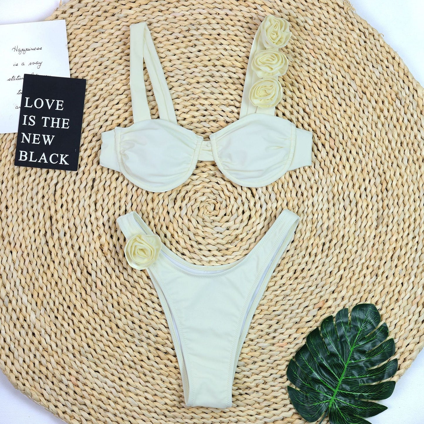 Flower Strap Bikini High Waist Triangle Sexy Swimwear