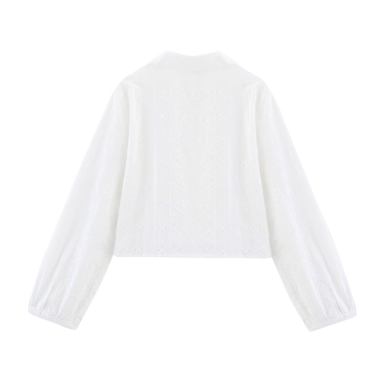 Trendy Embroidered Hollow Out Solid Color Top