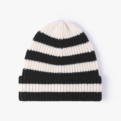 Trendy Striped Color Block Thicken Cuff  Beanie