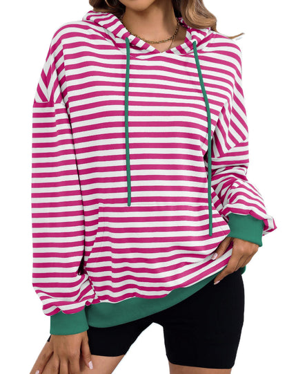Color Block Striped Hooded Hoodies