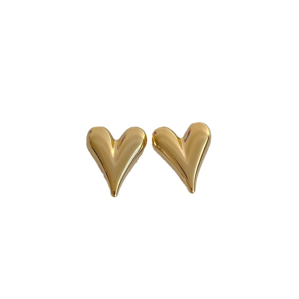 Love Heart Metal Elegant Stud Earrings