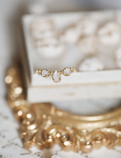 Elegant Round Moonstone Stud Earring