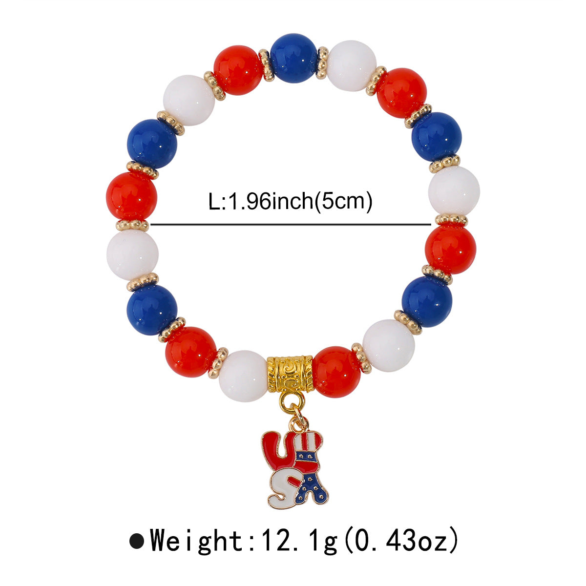 Minimalist USA Pendant Acrylic Beaded Bracelet