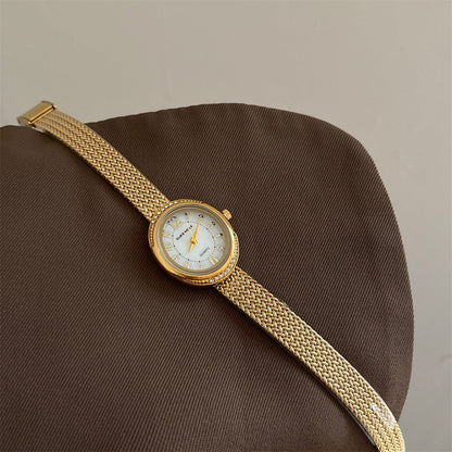 Vintage Crystal Bezel Oval Quartz Watch