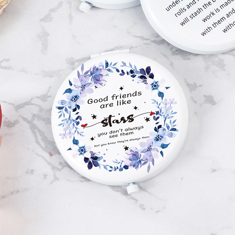 White Letter Mini Portable Makeup Mirror