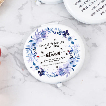 White Letter Mini Portable Makeup Mirror