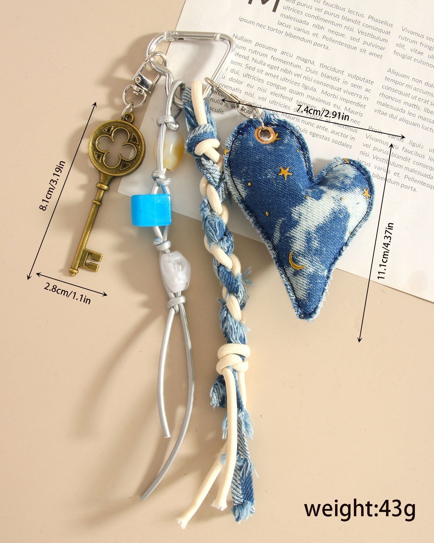 Denim Love Beads Rope Bag Charms