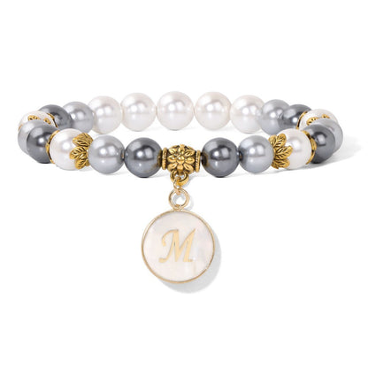 Letter Shell Pendant Pearl Beaded Bracelets