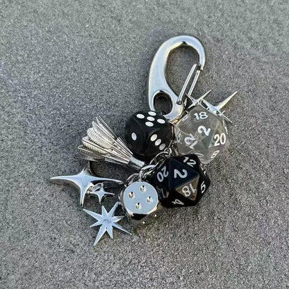 Simple Dice Star Braided Keychain Bag Charm