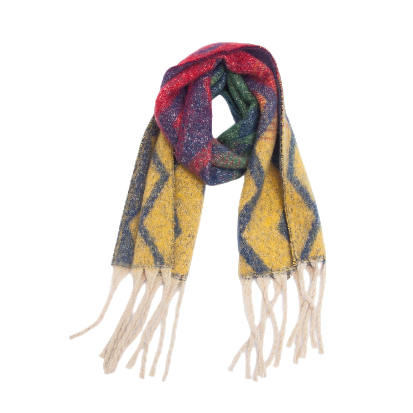 Gradient Color Print Tassel Scarf