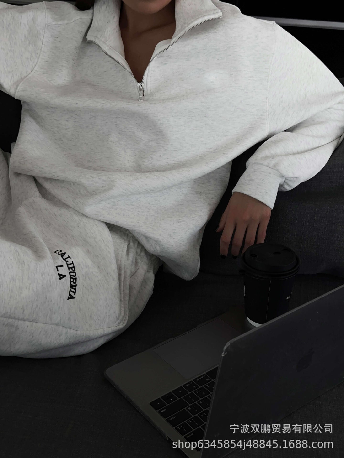 Casual Half Zipper Collared Long Sleeve Top