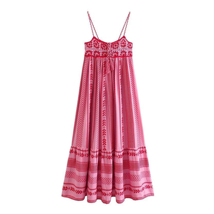 Elegant Printed String Maxi Dress