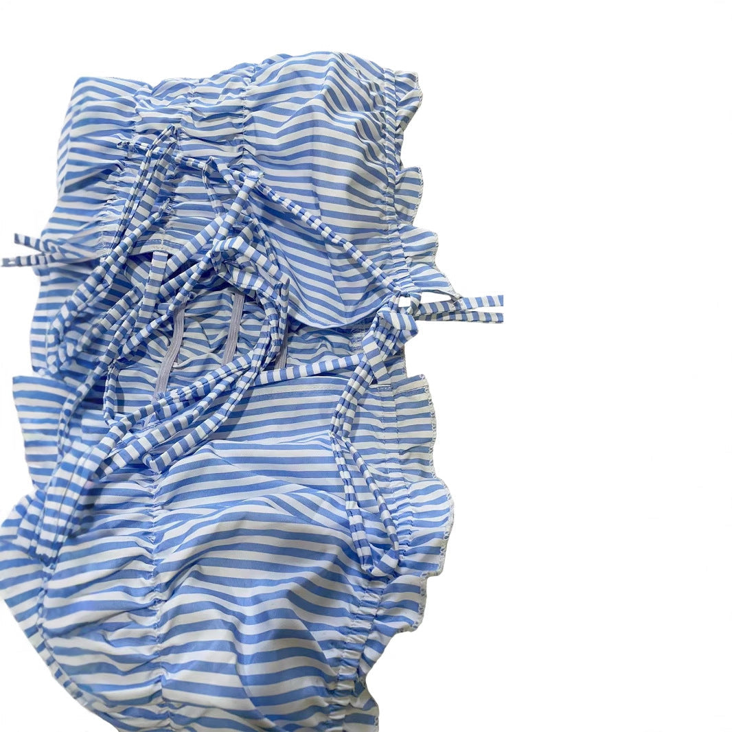 2-Piece Elegant Striped Strapeless Pants Set