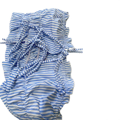 2-Piece Elegant Striped Strapeless Pants Set