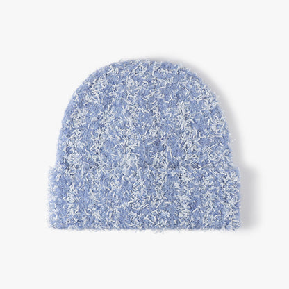 Spliced Color Knit Hat Padded Plushed Beanie