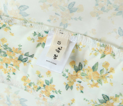 Vintage Floral Halter V-Neck Maxi Dress