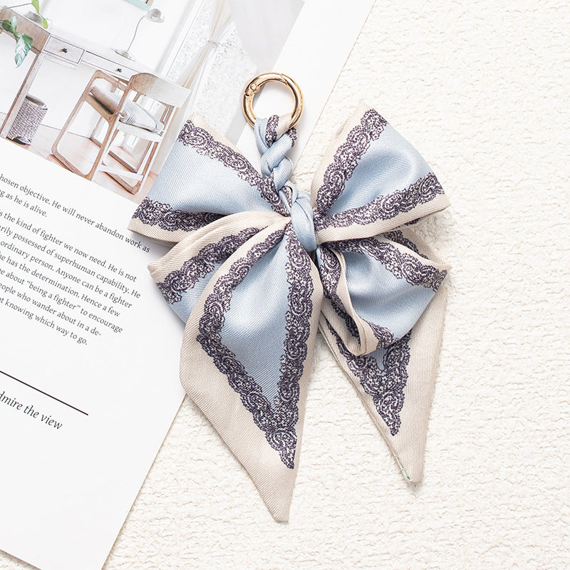 Vintage Print Satin Bow Bag Charms