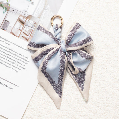 Vintage Print Satin Bow Bag Charms