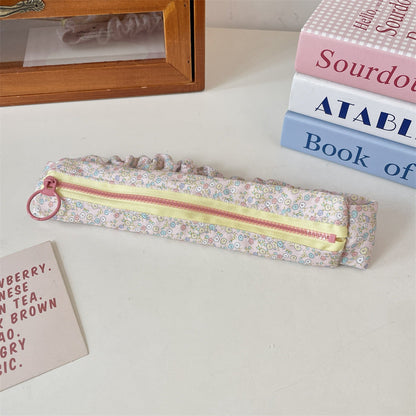 Flower Print Large Capacity Pencil Case Pouch