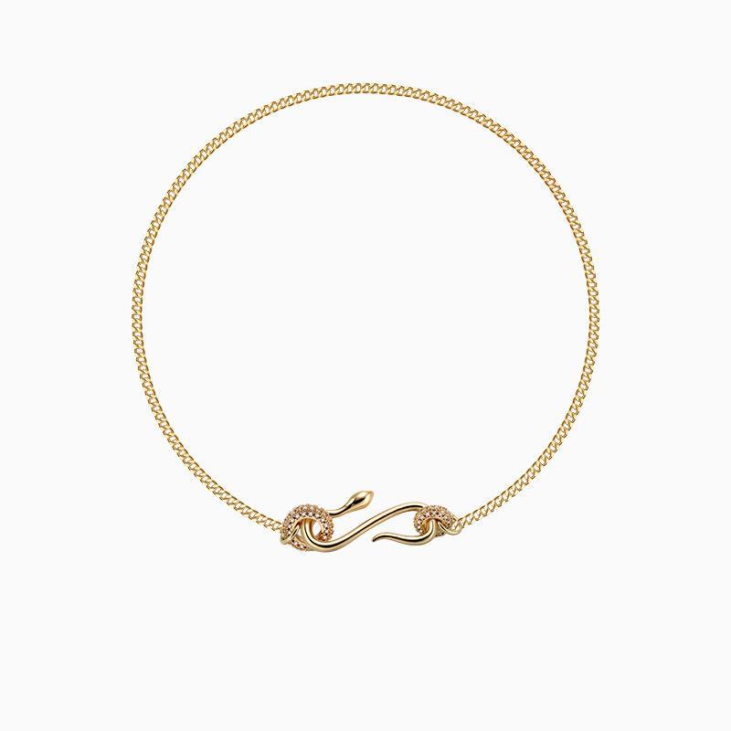 Rhinestone Snake Shaped Chain Pendant Necklace