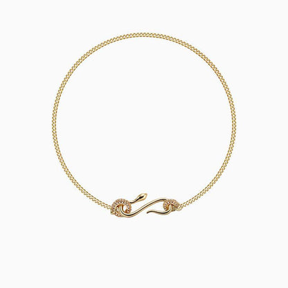 Rhinestone Snake Shaped Chain Pendant Necklace