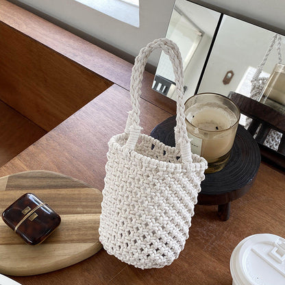 Hollow Out Simple Bucket Woven Bag