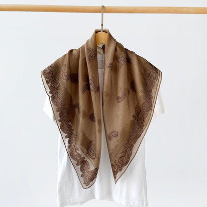 Vintage Burnout Paisley Square Satin Scarf