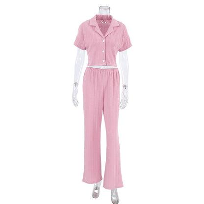 Simple Knit Solid Color Sleepwear Sets