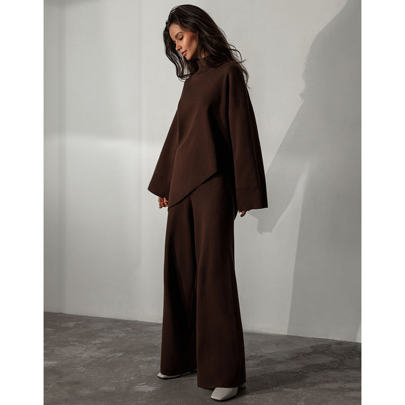 High Collar Irregular Knit Sets