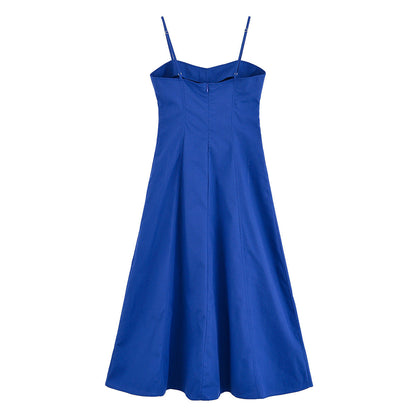 Slim Solid Color Spaghetti Midi Dresses